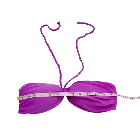 Xhilaration Purple With Gold Sheen & Braided Metal Chain Tie Neck Bikini Top, M - Picture 5 of 8